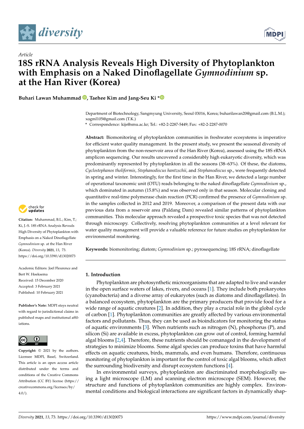 S Rrna Analysis Reveals High Diversity Of Phytoplankton With Emphasis