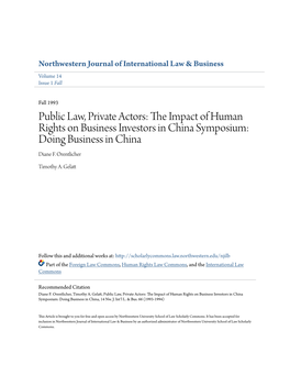 The Impact of Human Rights on Business Investors in China