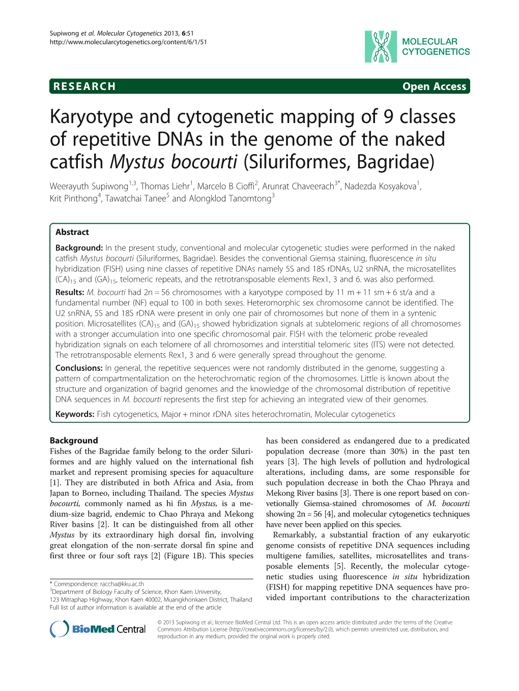 Karyotype and Cytogenetic Mapping of 9 Classes Of