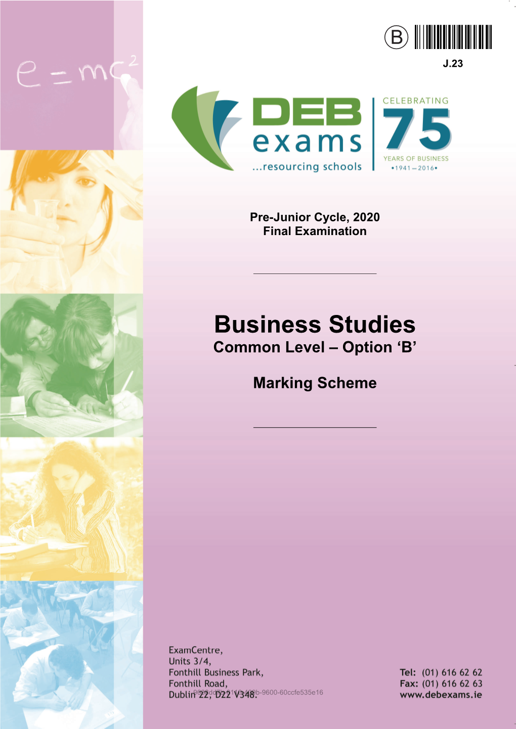 Business Studies Common Level – Option ‘B’