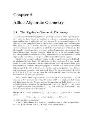 Chapter 2 Affine Algebraic Geometry