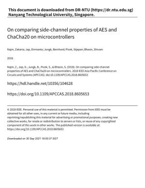 On Comparing Side‑Channel Properties of AES and Chacha20 on Microcontrollers