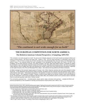 The European Competition for North America, the British & American
