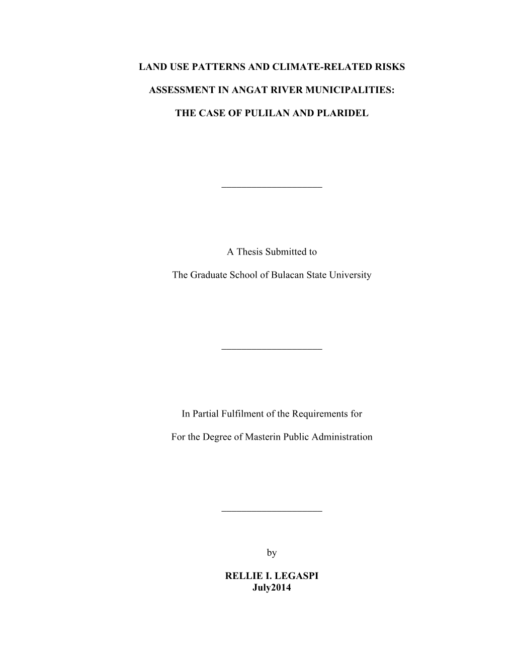 Land Use Patterns and Climate-Related Risks Assessment