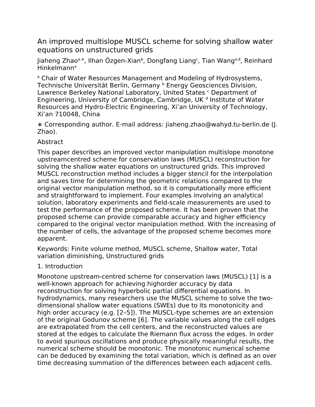 An Improved Multislope MUSCL Scheme for Solving Shallow Water