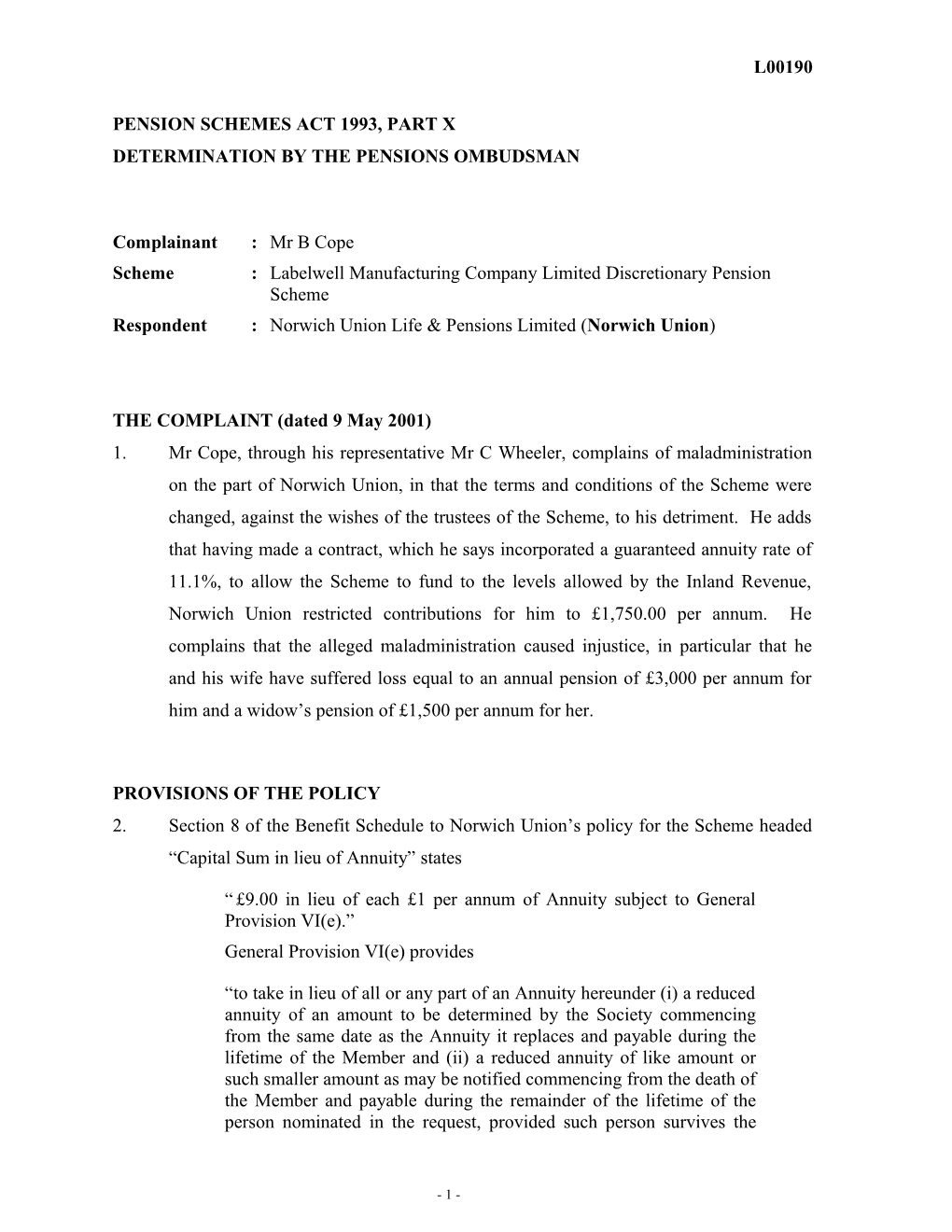 Pension Schemes Act 1993, Part X s52