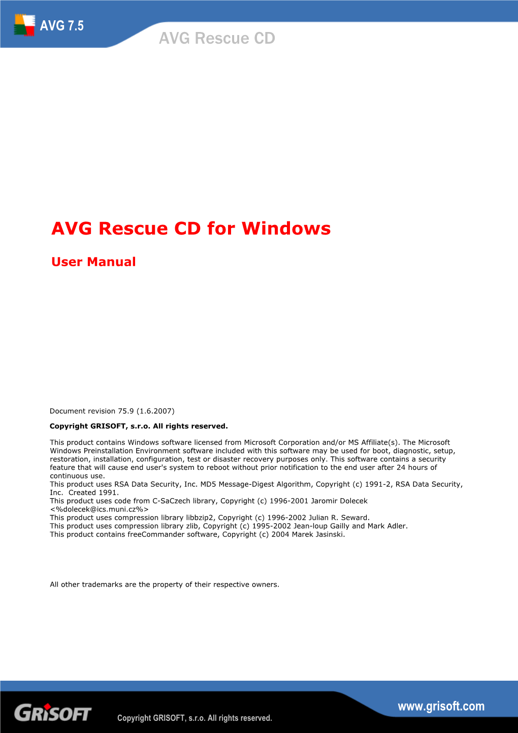 AVG Rescue CD for Windows User Manual