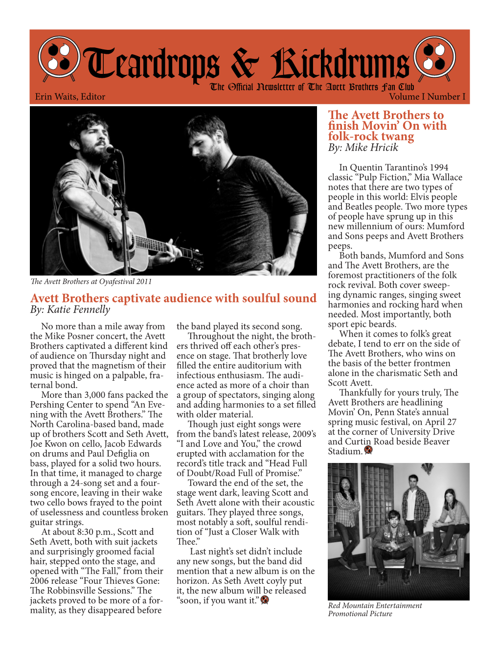 Newsletter for the Avett Brothers