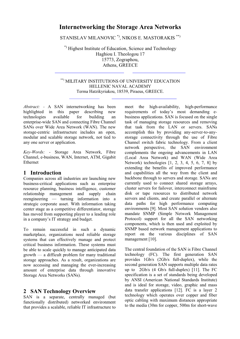 Internetworking the Storage Area Networks