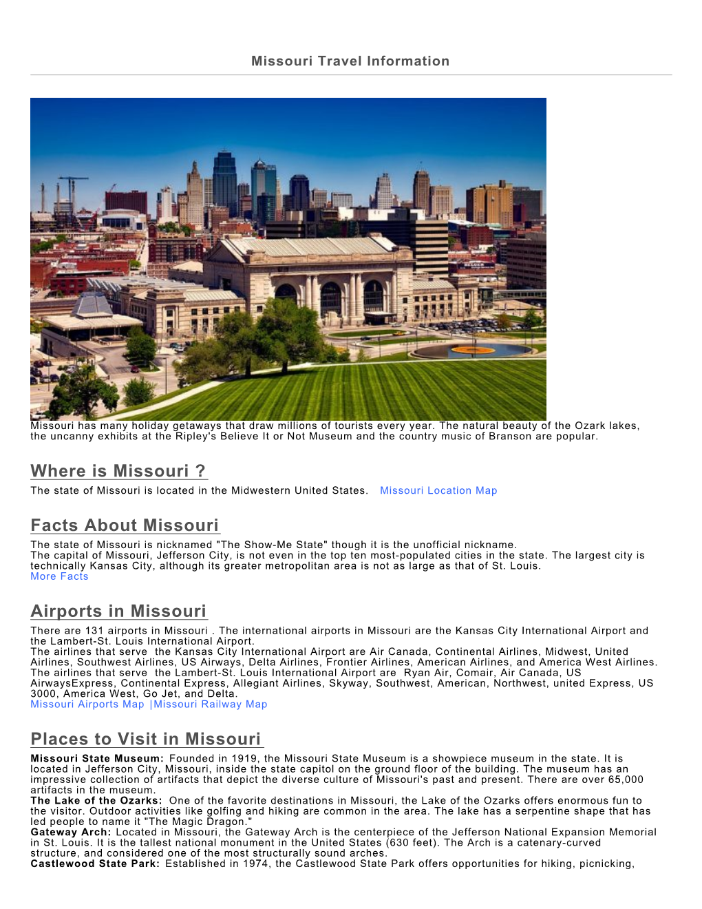 Missouri Travel Information