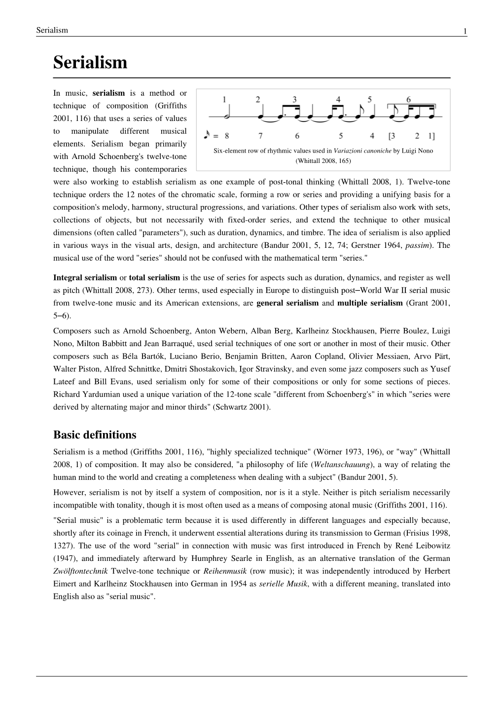 Serialism 1 Serialism