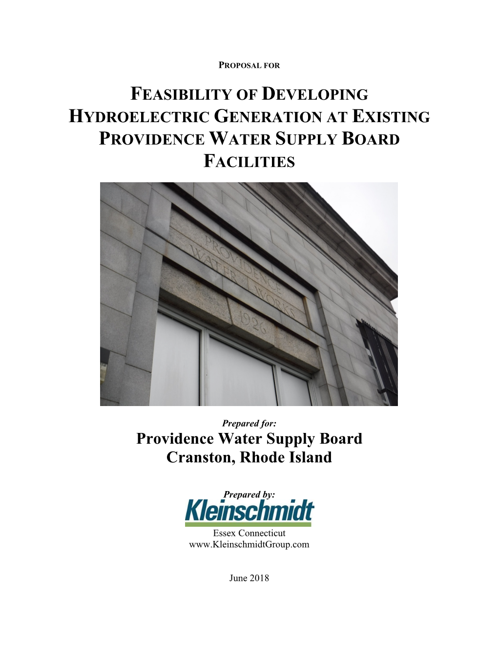 Providence Water Hydro Feasibililty