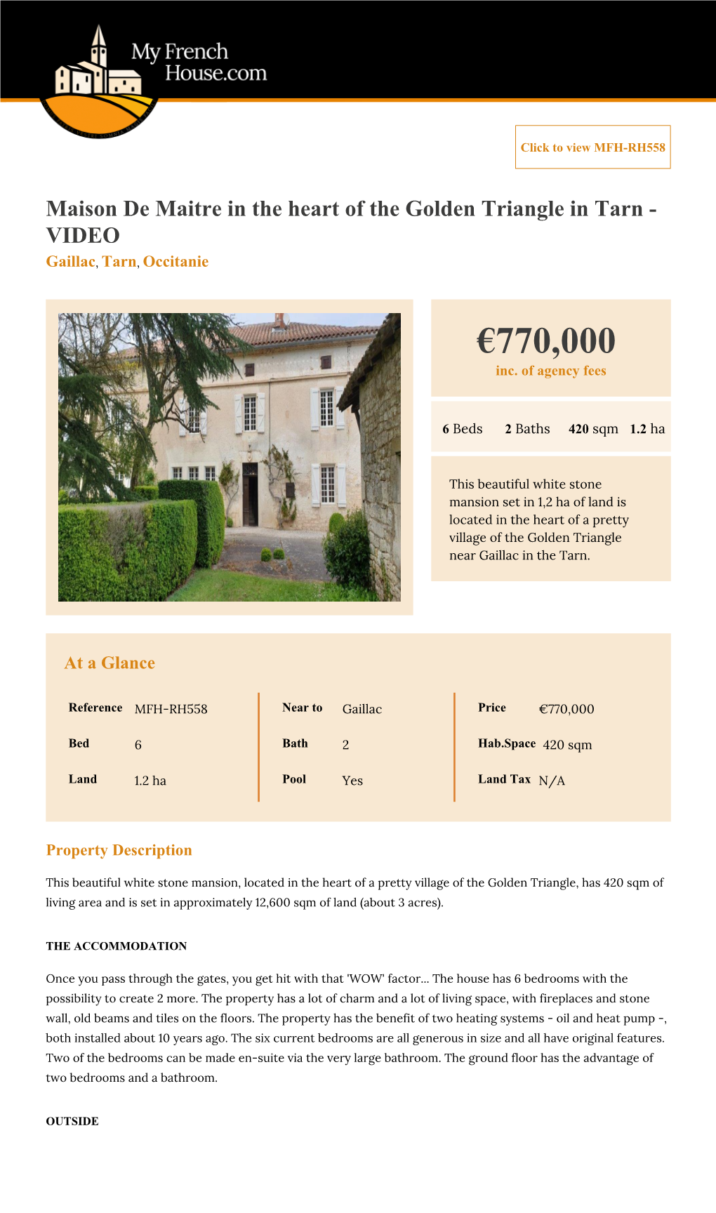 6 Bedroom Mansion for Sale – Gaillac