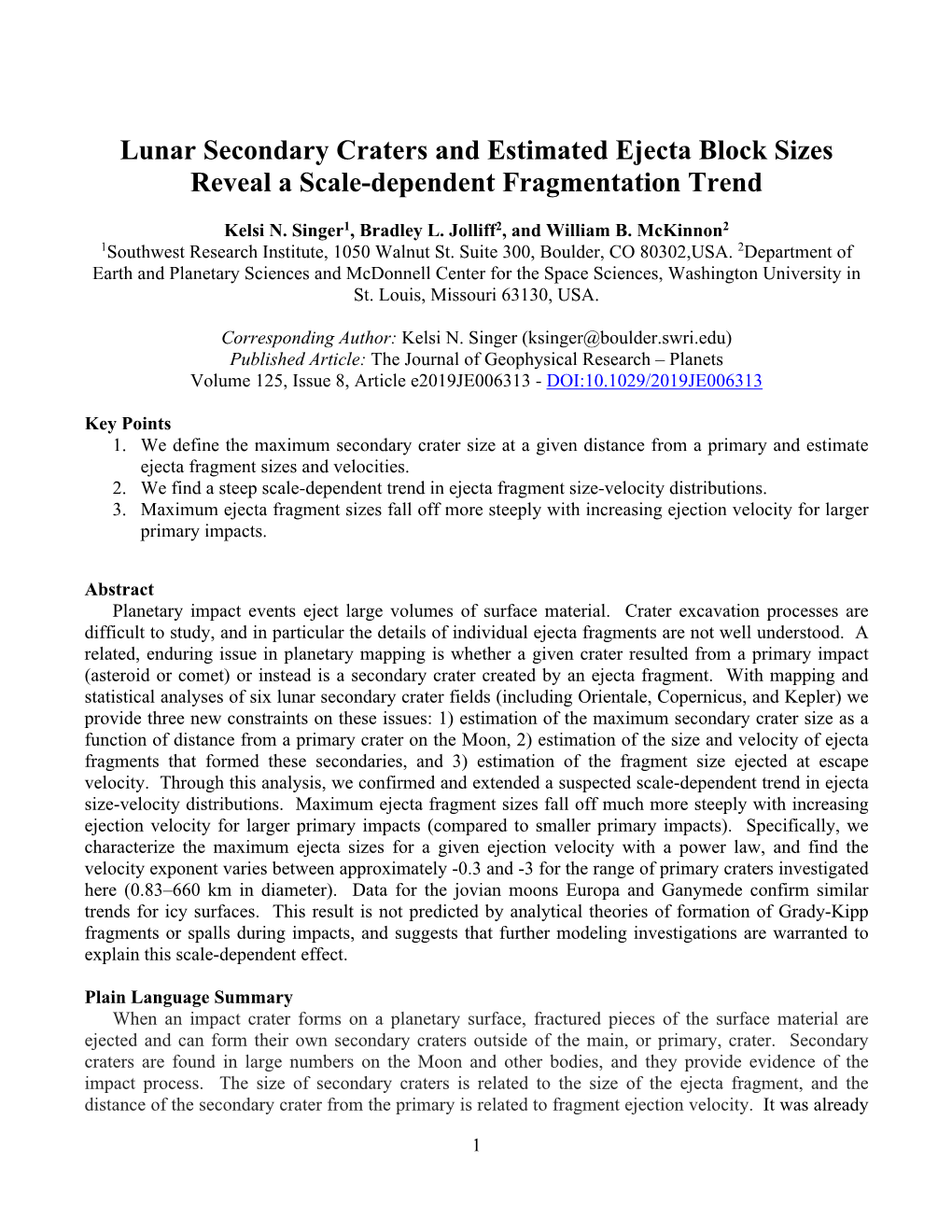 Lunar Secondary Craters and Estimated Ejecta Block Sizes Reveal a Scale-Dependent Fragmentation Trend