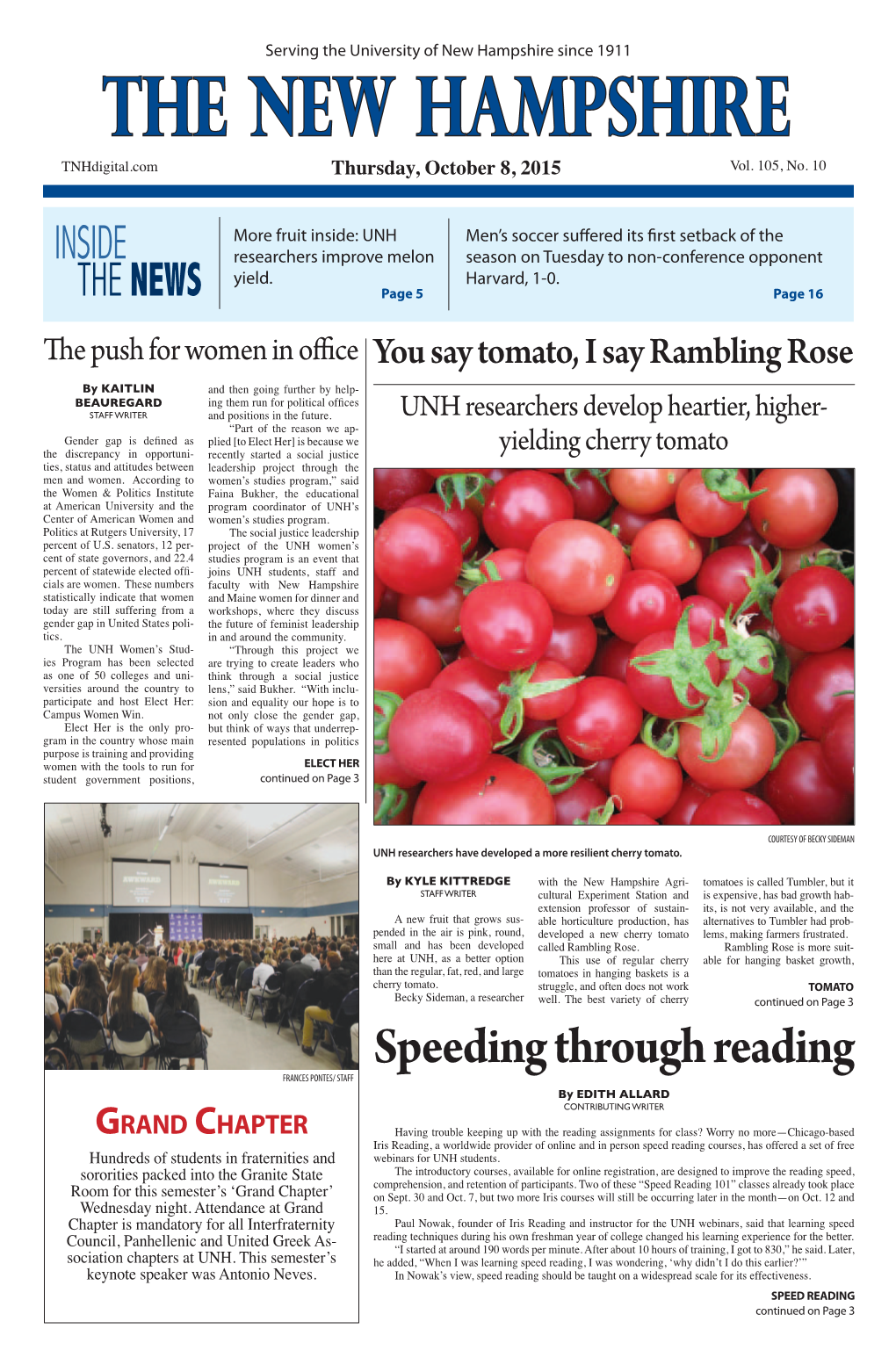 The New Hampshire Tnhdigital.Com Thursday, October 8, 2015 Vol