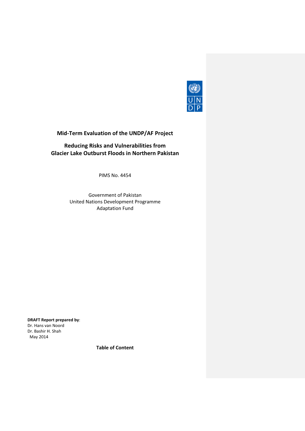 UNDP Mid-Term Evaluation Report-GLOF Project 2014.Pdf