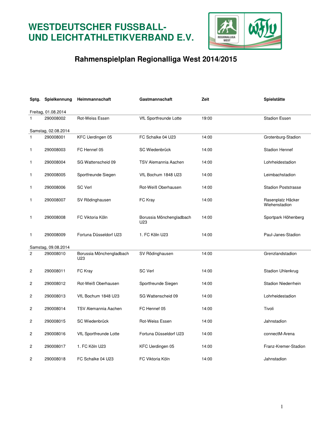 Westdeutscher Fussball- Und Leichtathletikverband E.V