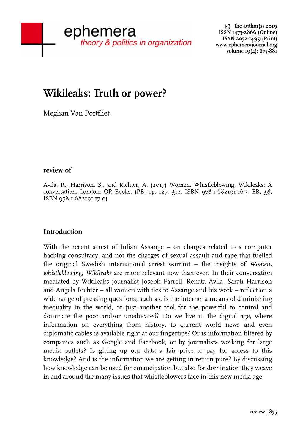 Wikileaks: Truth Or Power?