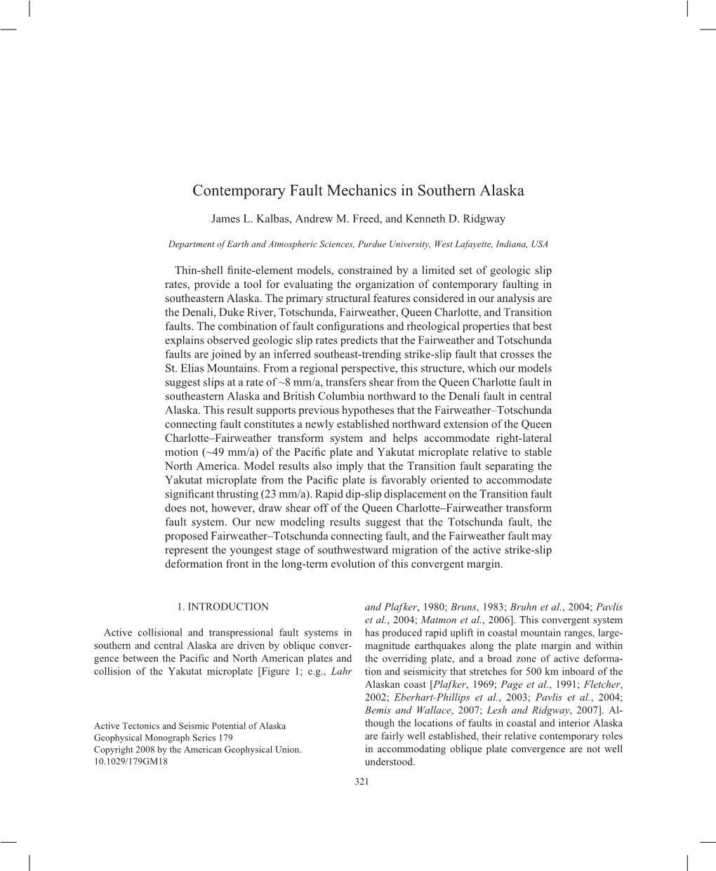 Contemporary Fault Mechanics in Southern Alaska