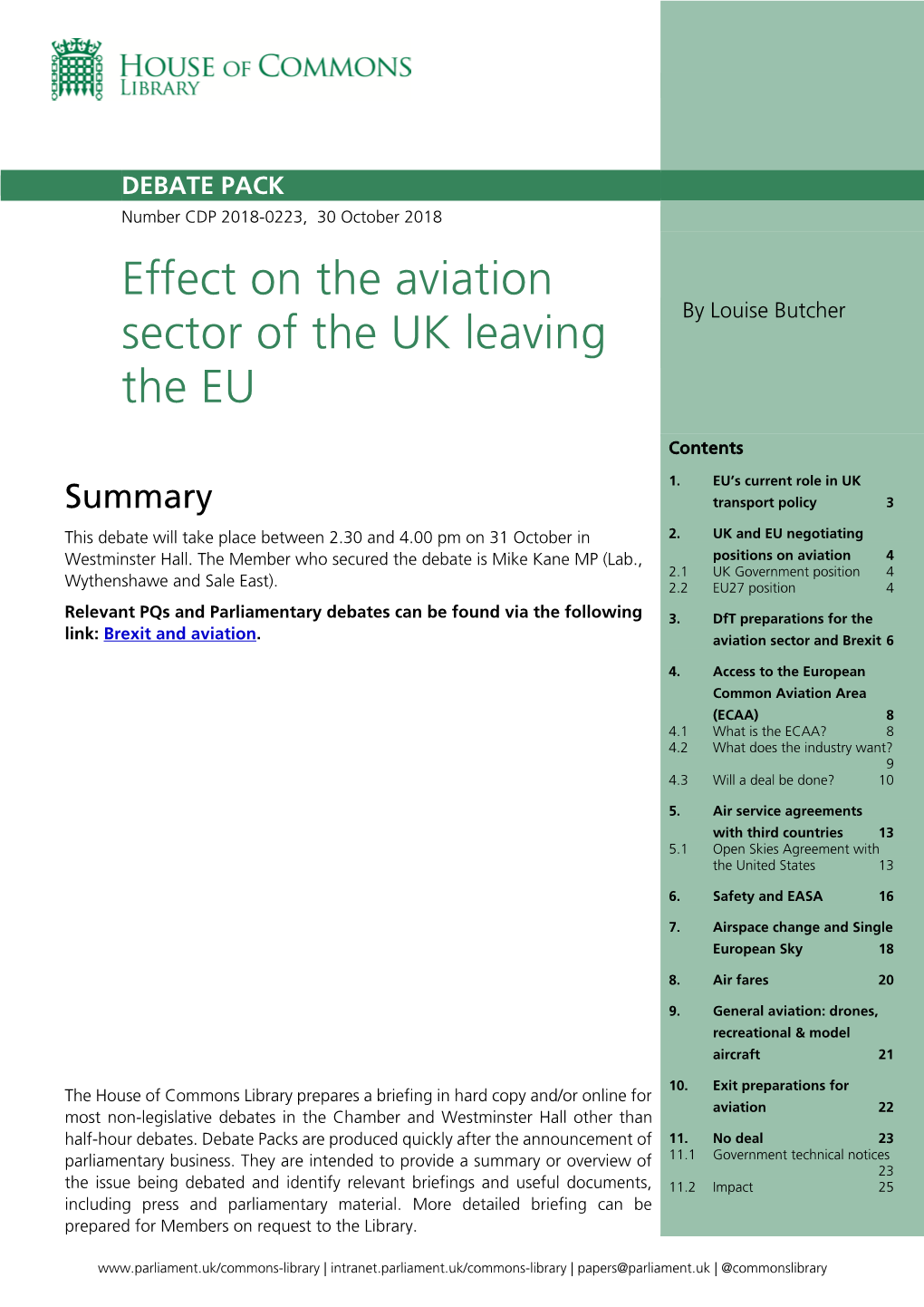 Effect on the Aviation Sector of the UK Leaving the EU 3