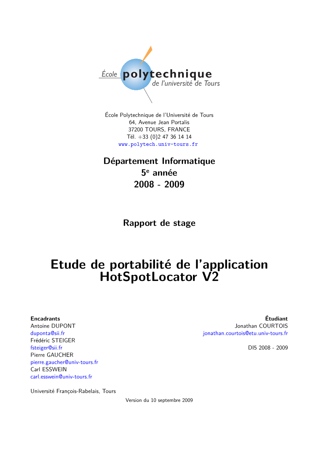 2009 Rapport De Stage