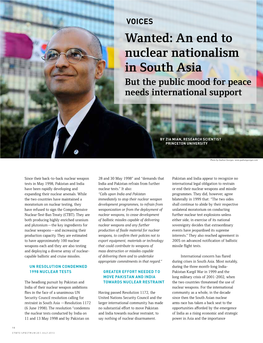 An End to Nuclear Nationalism in South Asia but the Public Mood for Peace Needs International Support