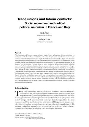 Trade Unions and Labour Conflicts: Social Movement and Radical Political Unionism in France and Italy