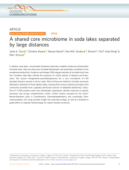 A Shared Core Microbiome in Soda Lakes Separated by Large Distances