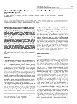 Effect of the Philadelphia Chromosome on Minimal Residual Disease In