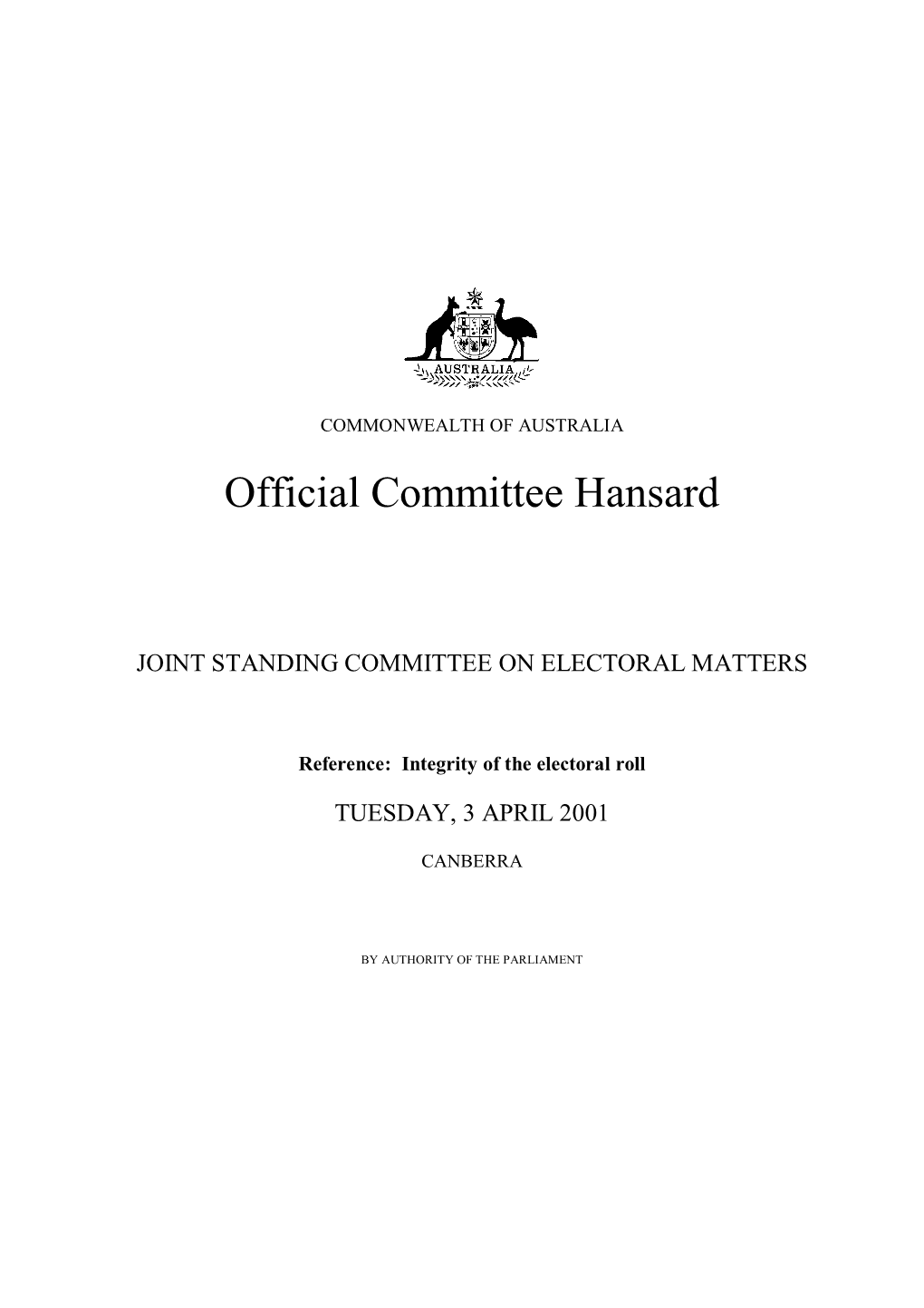 Official Committee Hansard