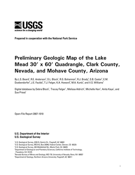 Preliminary Geologic Map of the Lake Mead 30' X 60' Quadrangle, Clark