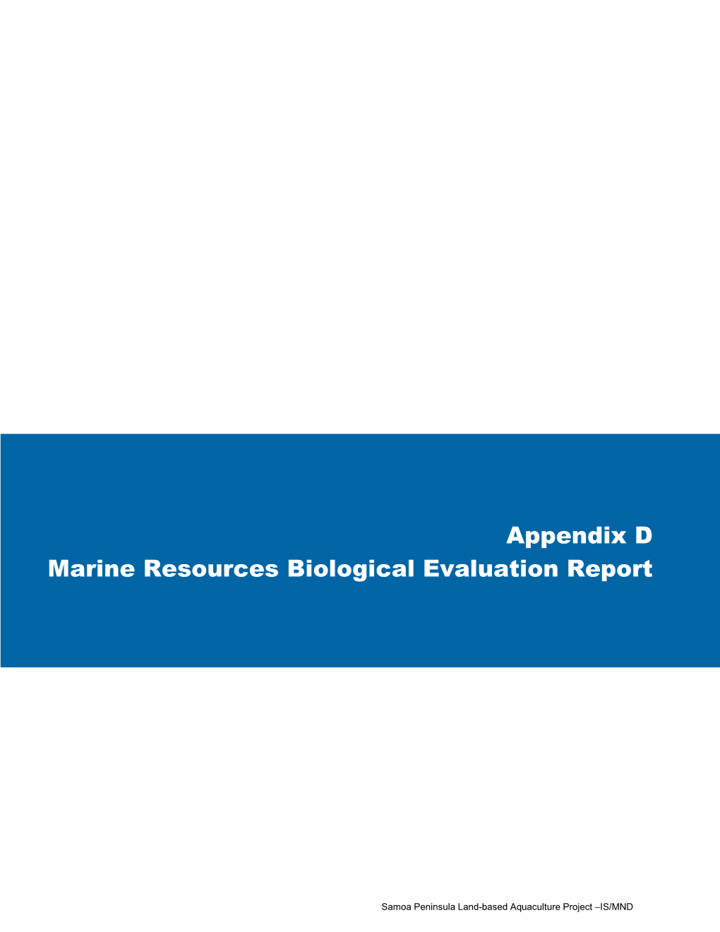 Marine Resource Biological Evaluation Report PDF