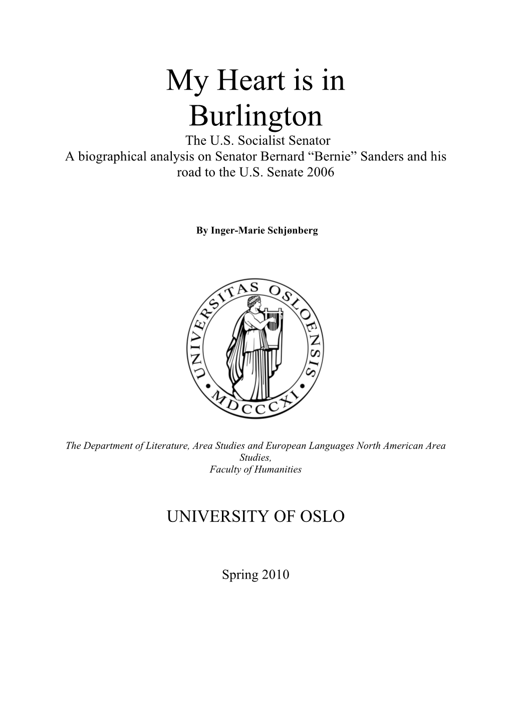 My Heart Is in Burlington the U.S