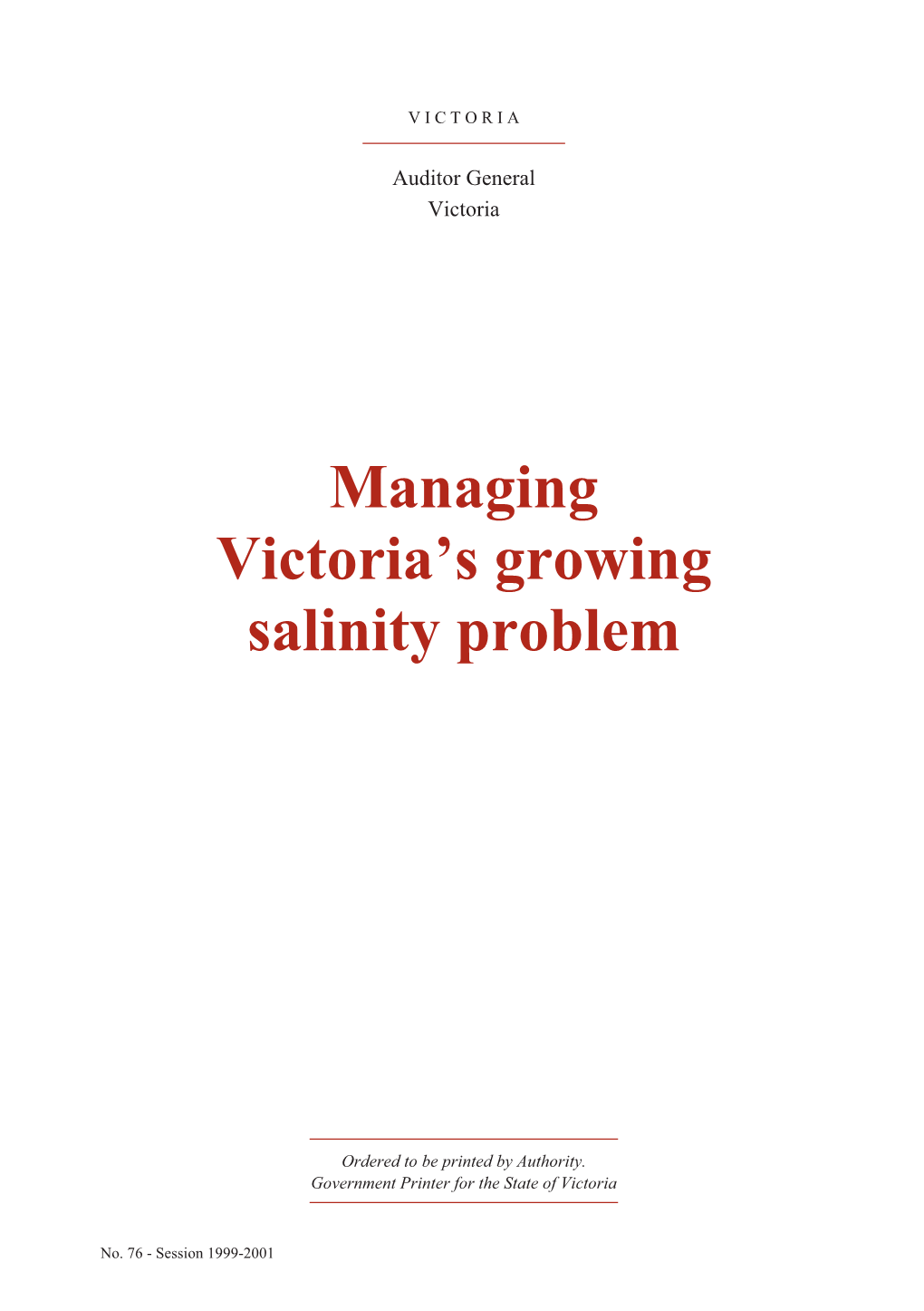 Managing Victoria's Growing Salinity Problem