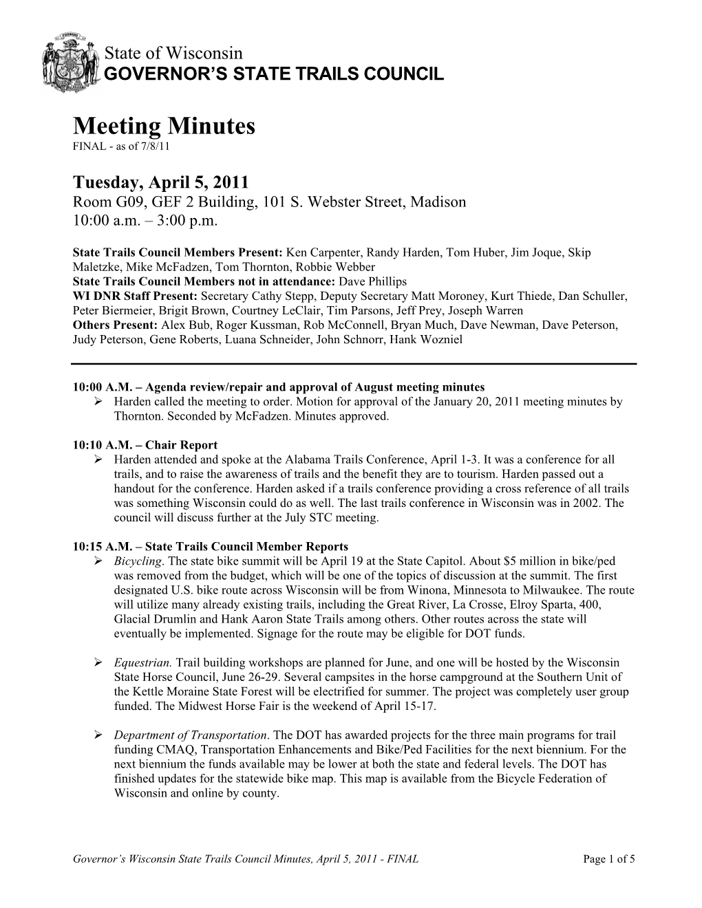 Meeting Minutes FINAL - As of 7/8/11