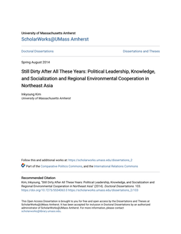 Political Leadership, Knowledge, and Socialization and Regional Environmental Cooperation in Northeast Asia