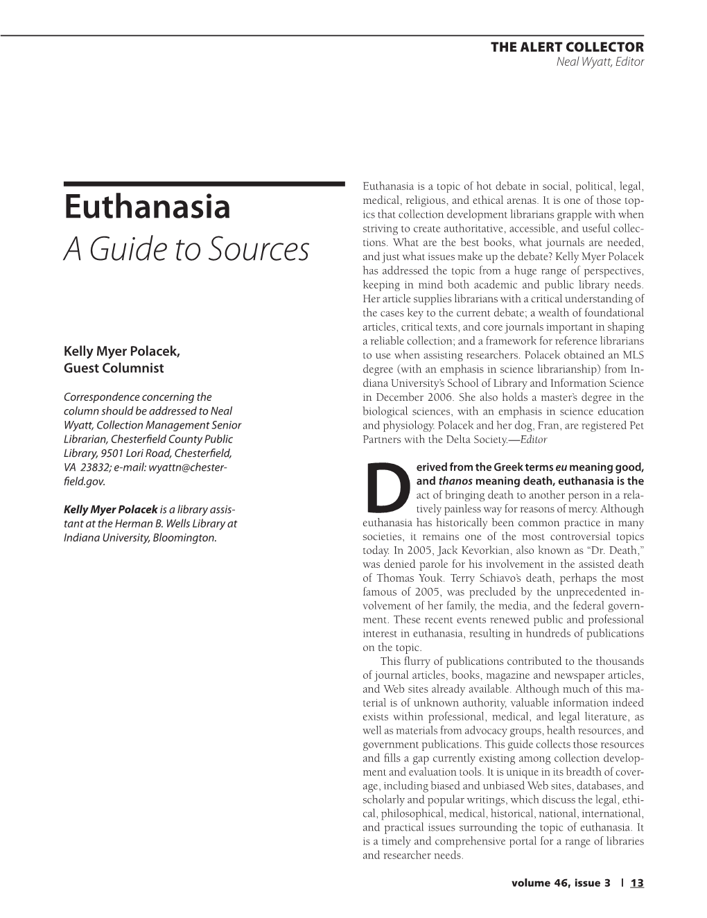 Euthanasia a Guide to Sources