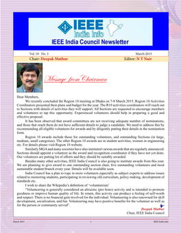 March 2015 Chair: Deepak Mathur Editor: N T Nair