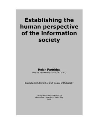 Establishing the Human Perspective of the Information Society