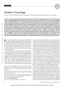 Paraben Toxicology Anthony F