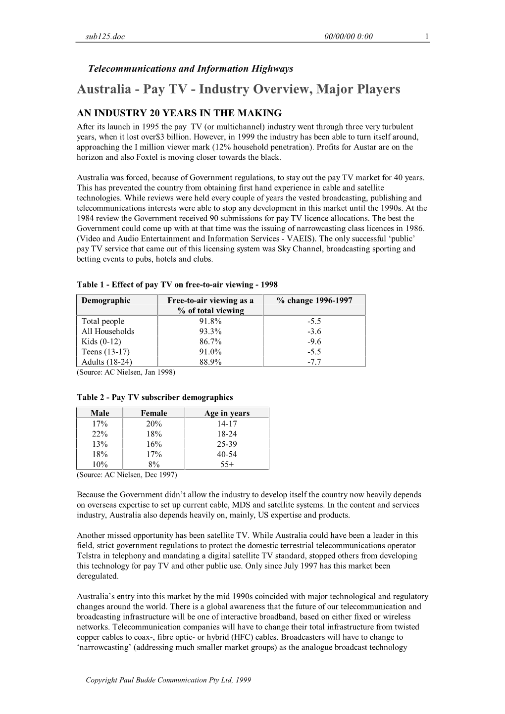 Australia - Pay TV - Industry Overview, Major Players