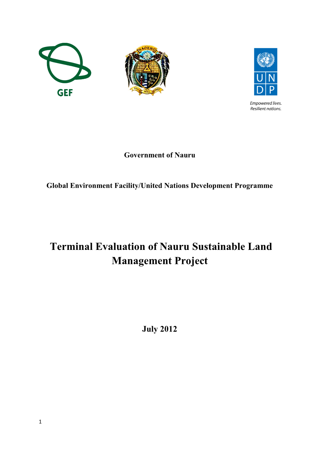 Terminal Evaluation of Nauru Sustainable Land Management Project