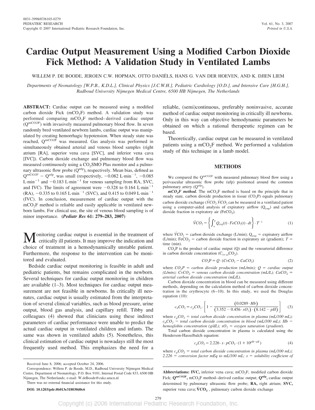 Cardiac Output Measurement Using a Modified Carbon Dioxide Fick Method