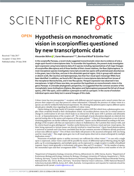 Hypothesis on Monochromatic Vision in Scorpionflies Questioned by New