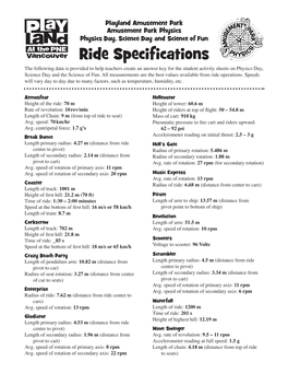 Ride Specifications