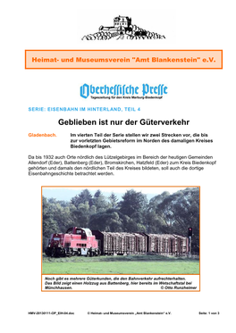 Heimat- Und Museumsverein "Amt Blankenstein" E.V