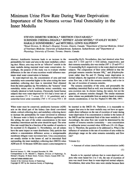 Minimum Urine Flow Rate During Water Deprivation: Importance of the Nonurea Versus Total Osmolality in the Inner Medulla