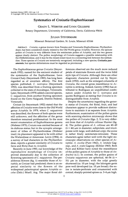 Systematics of Croizatia (Euphorbiaceae)