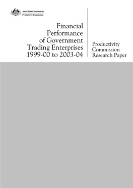 Financial Performance of Government Trading Enterprises 1999-00 To