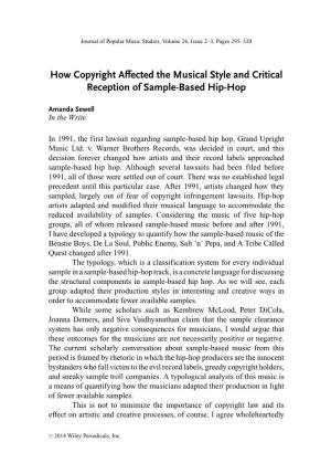 How Copyright Affected the Musical Style and Critical Reception of Sample-Based Hip-Hop